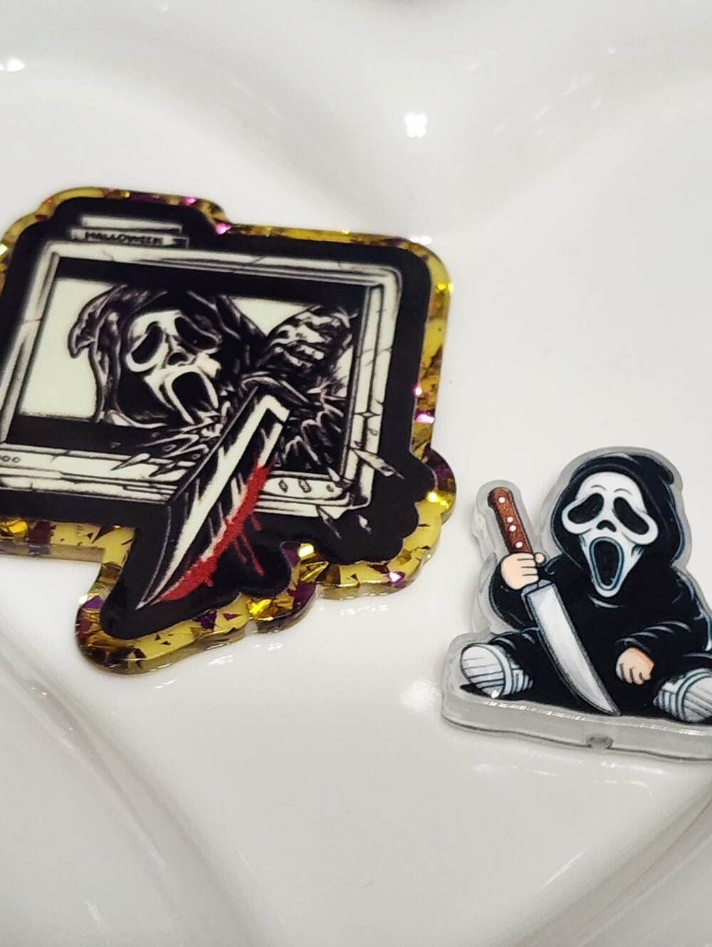 Ghost Flatback Focal Bead Horror Halloween Flats Badge Keychqin Beaded Pen Clip